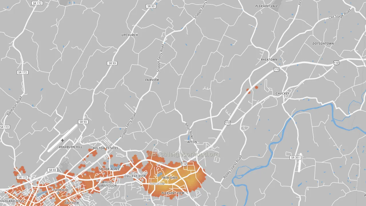 Bike Grade map of 37616, TN