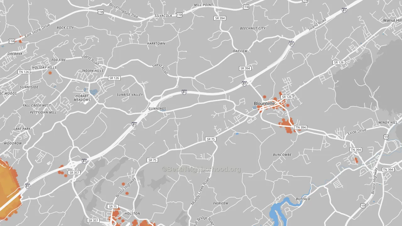 Bike Grade map of 37617, TN