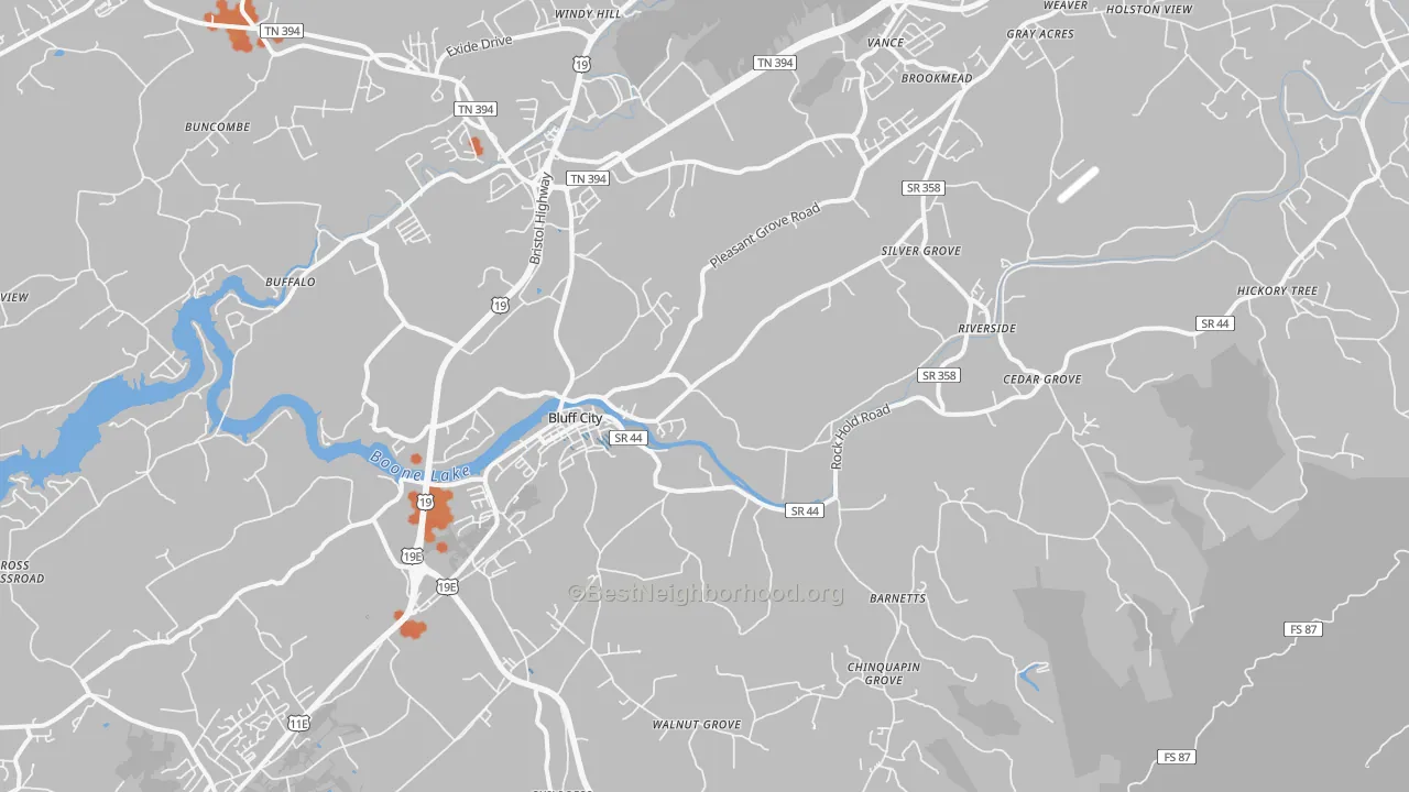 Bike Grade map of 37618, TN