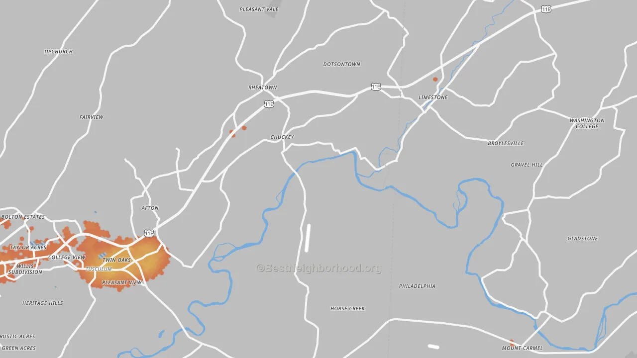 Bike Grade map of 37641, TN