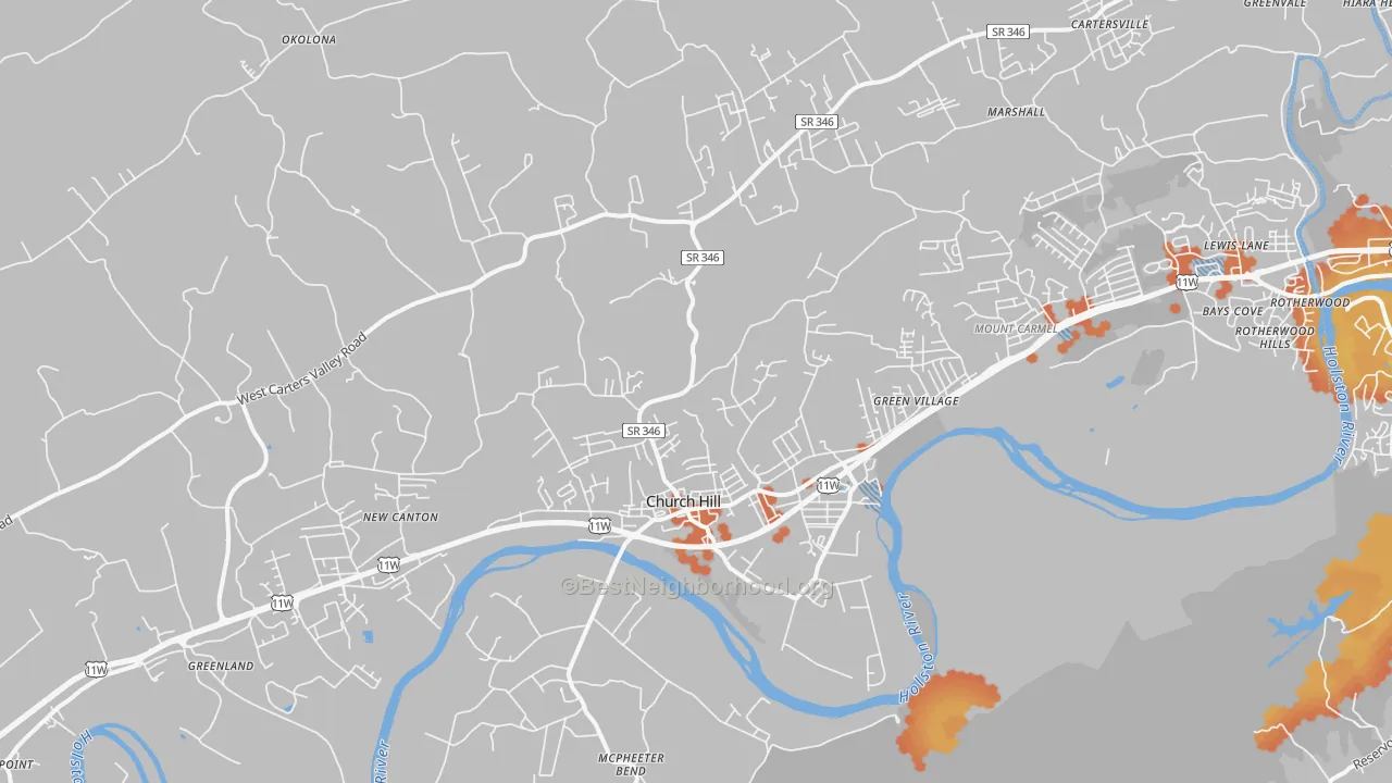 Bike Grade map of 37642, TN