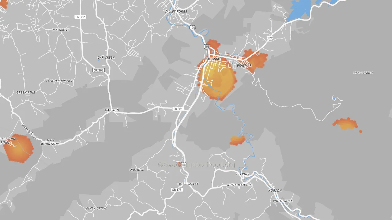 Bike Grade map of 37658, TN