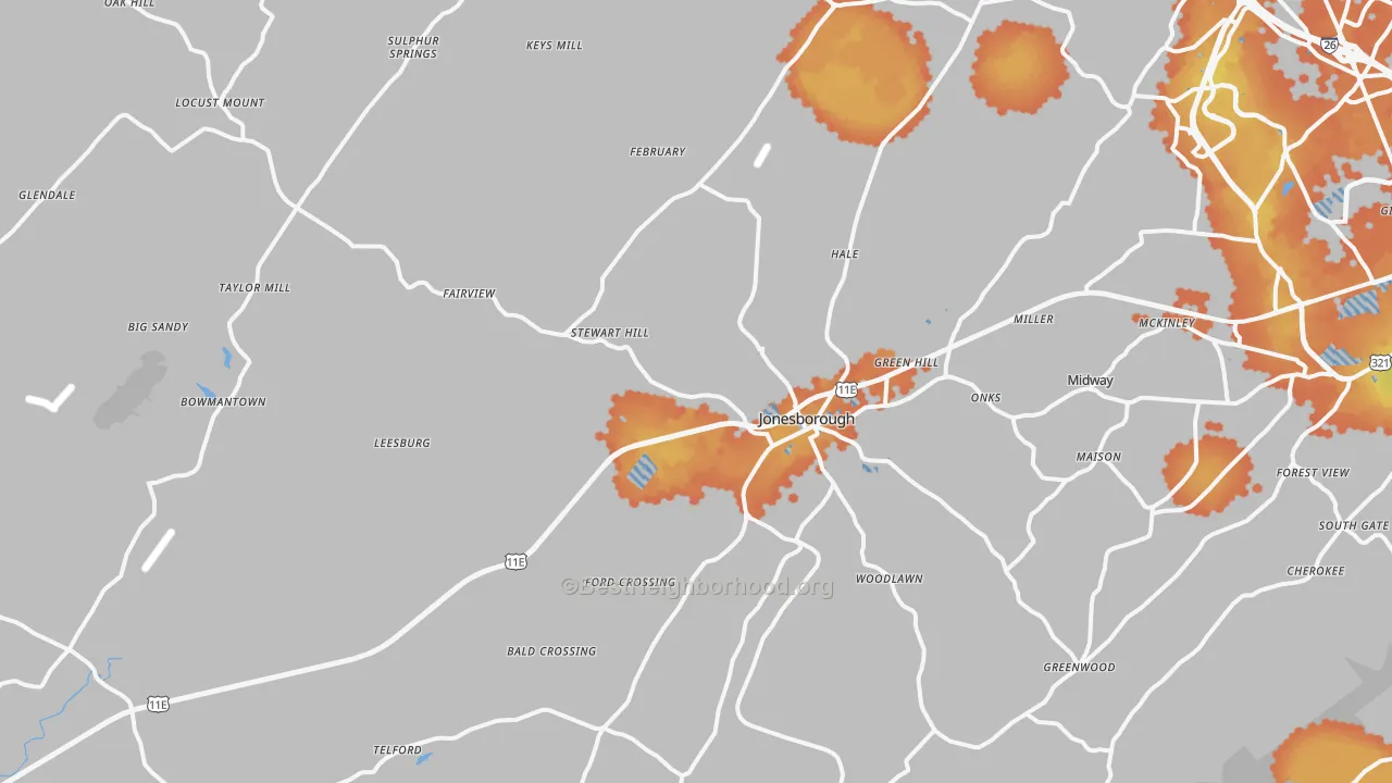 Bike Grade map of 37659, TN