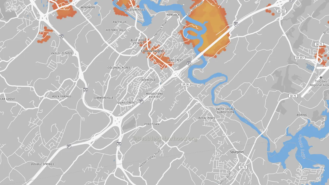 Bike Grade map of 37663, TN