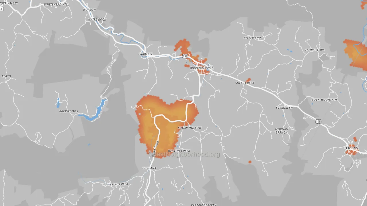 Bike Grade map of 37687, TN