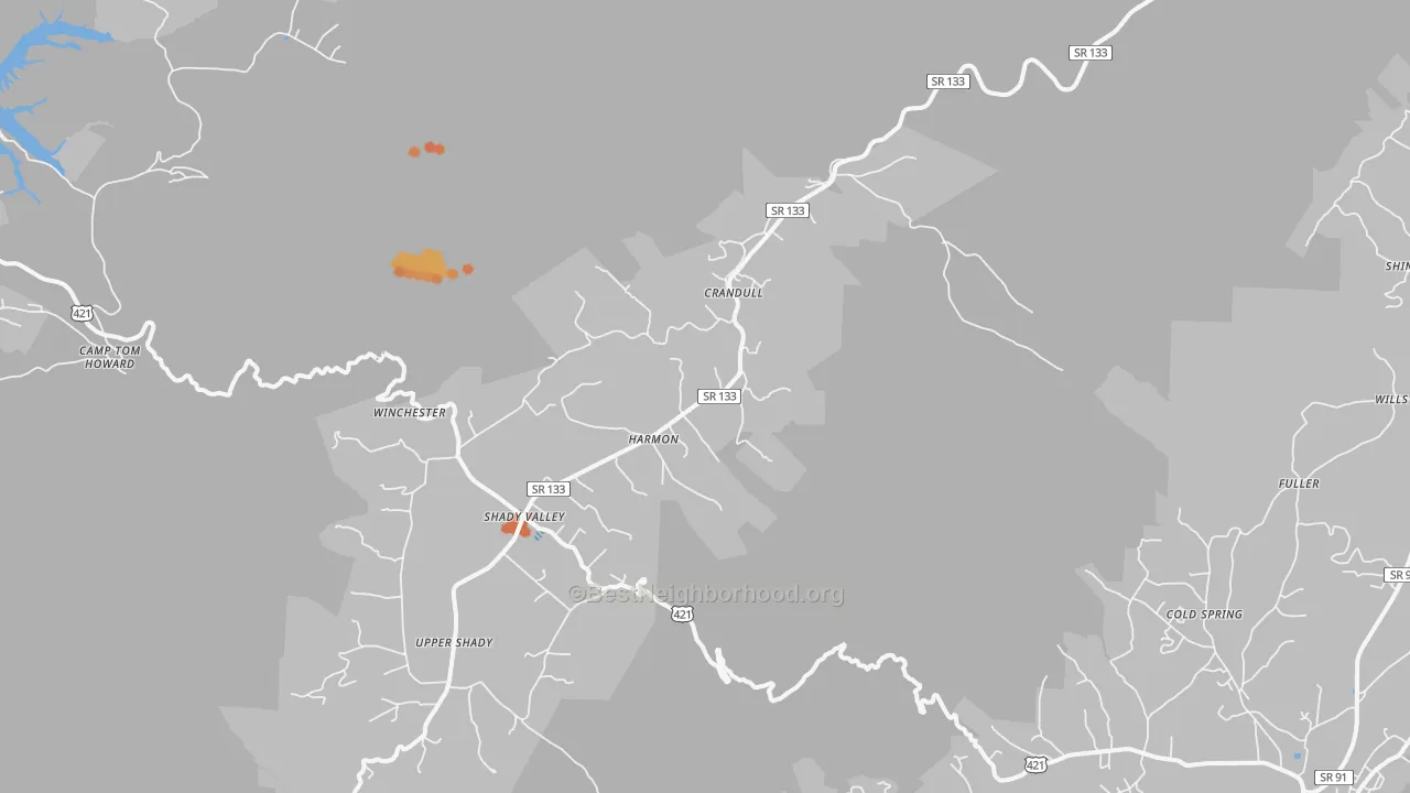 Bike Grade map of 37688, TN