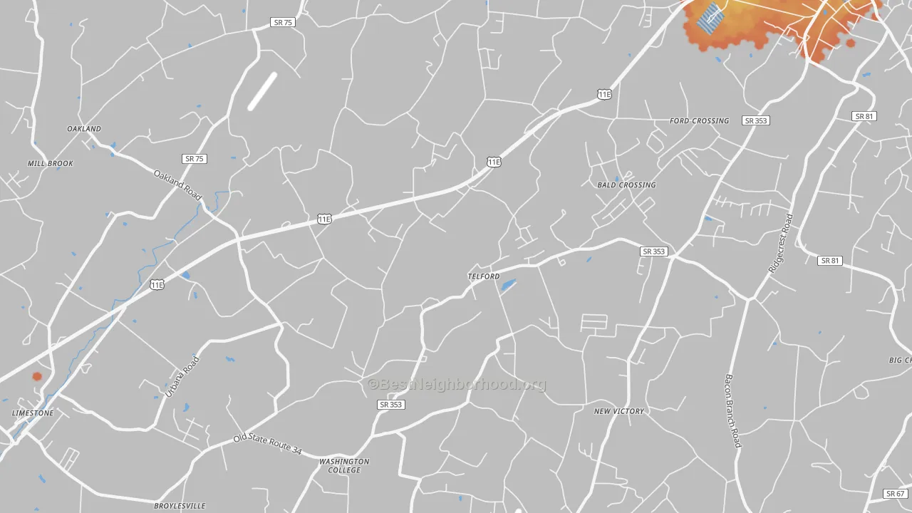 Bike Grade map of 37690, TN