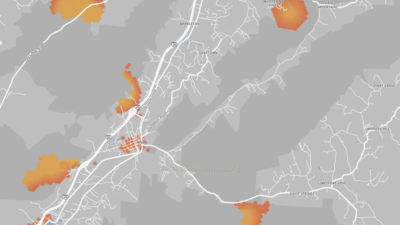 Bike Grade map of 37692, TN