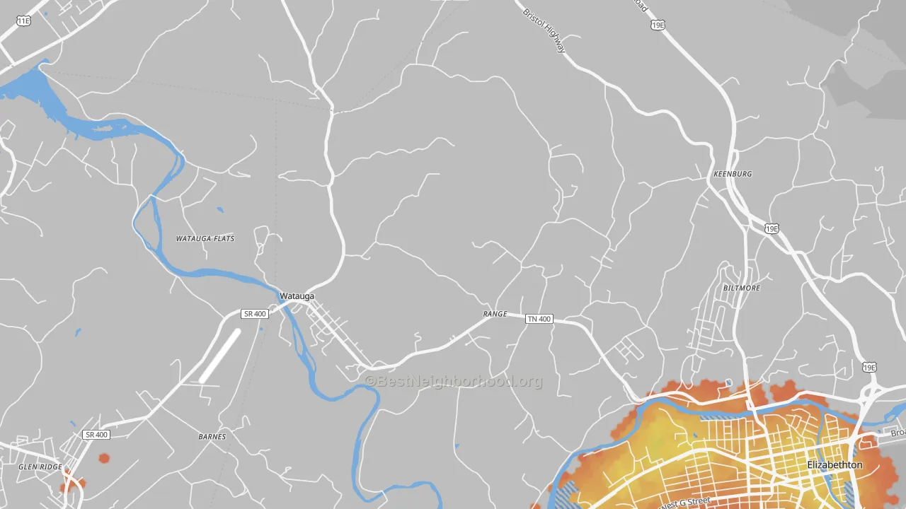 Bike Grade map of 37694, TN