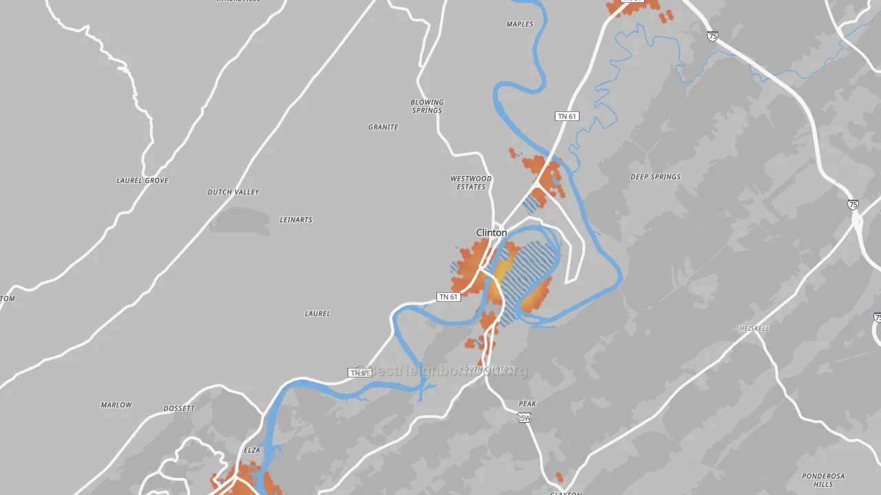 Bike Grade map of 37716, TN