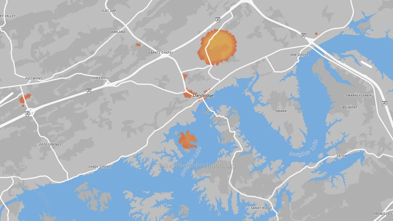 Bike Grade map of 37725, TN