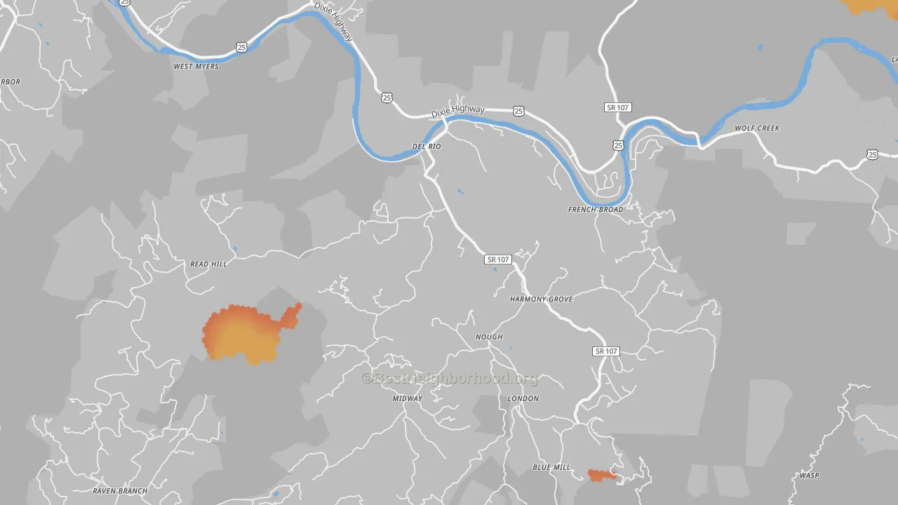 Bike Grade map of 37727, TN