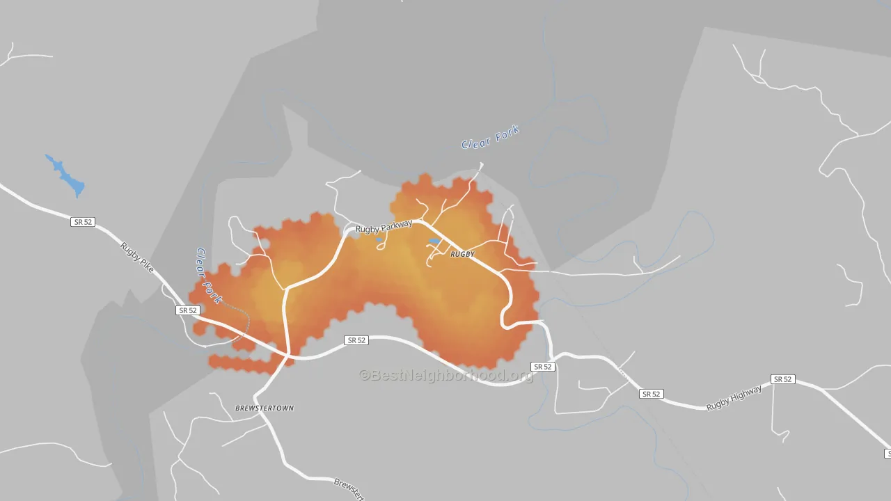 Bike Grade map of 37733, TN