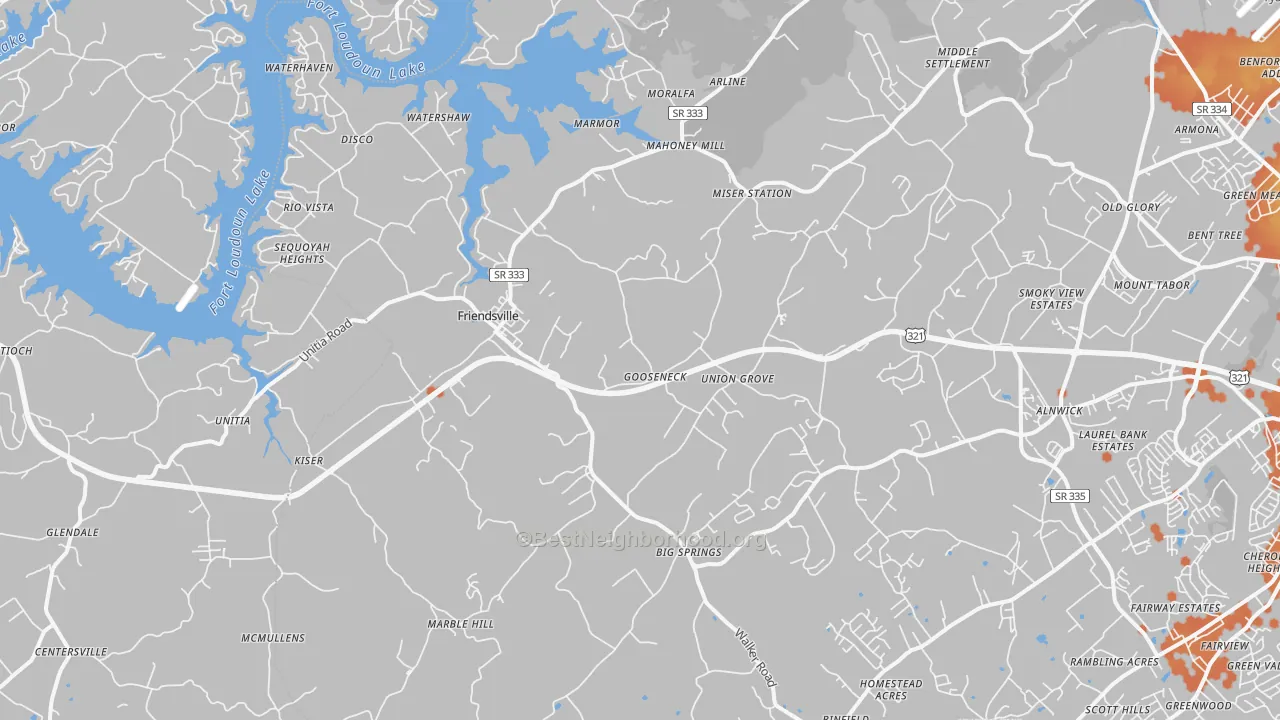 Bike Grade map of 37737, TN