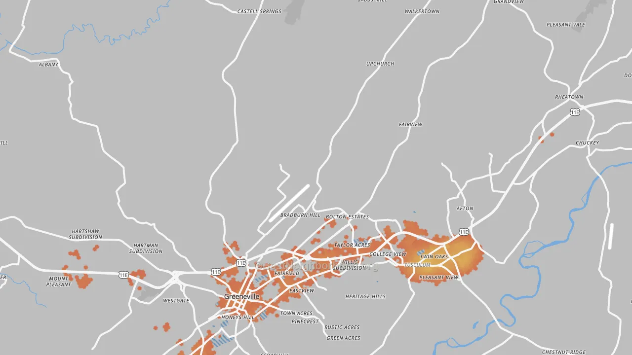 Bike Grade map of 37745, TN