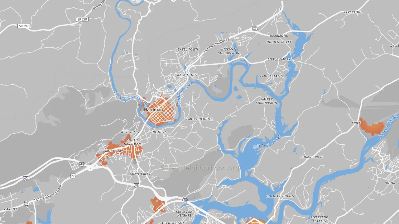 Bike Grade map of 37748, TN