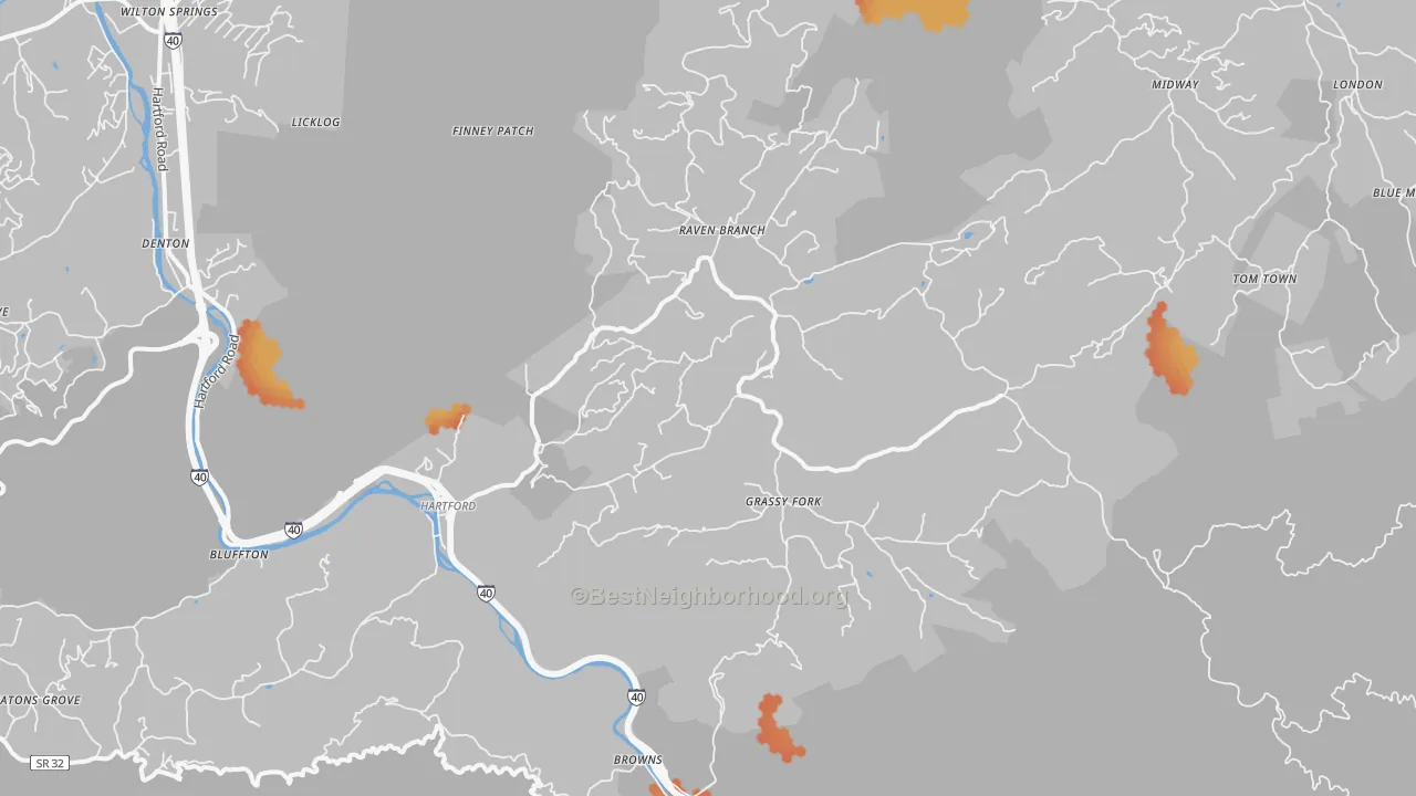Bike Grade map of 37753, TN