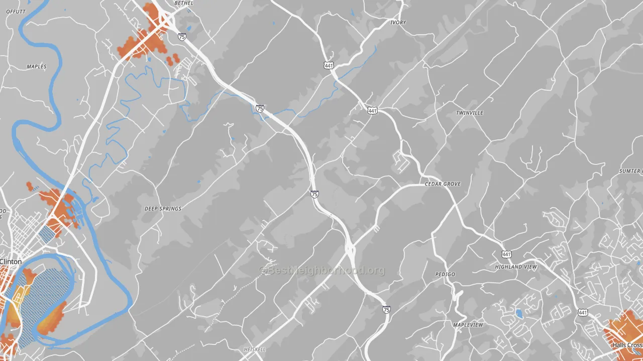 Bike Grade map of 37754, TN