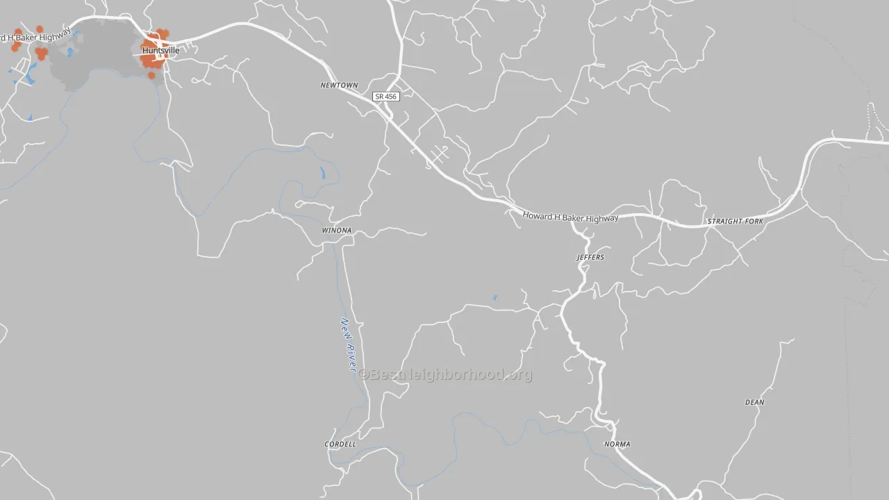 Bike Grade map of 37756, TN
