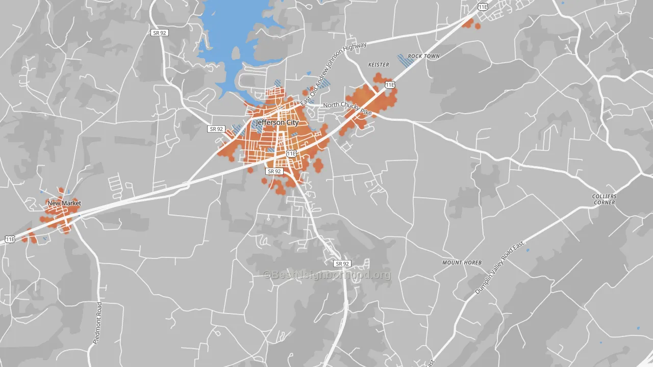 Bike Grade map of 37760, TN