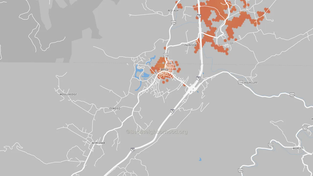 Bike Grade map of 37762, TN