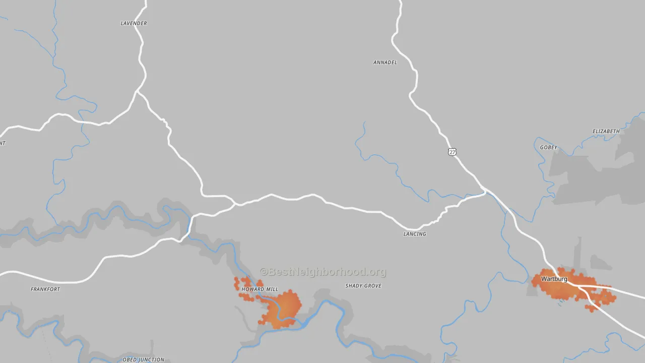 Bike Grade map of 37770, TN