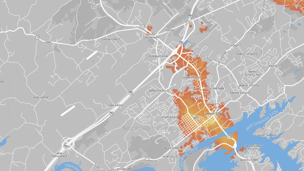 Bike Grade map of 37771, TN