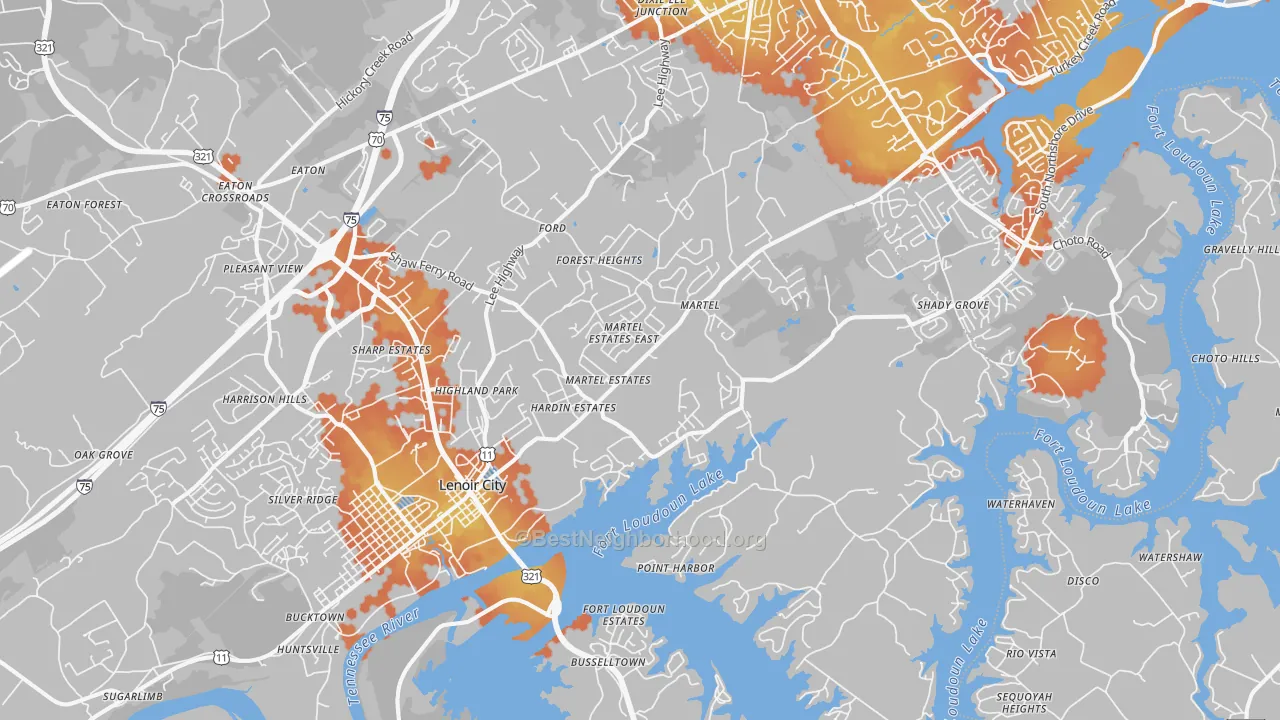 Bike Grade map of 37772, TN