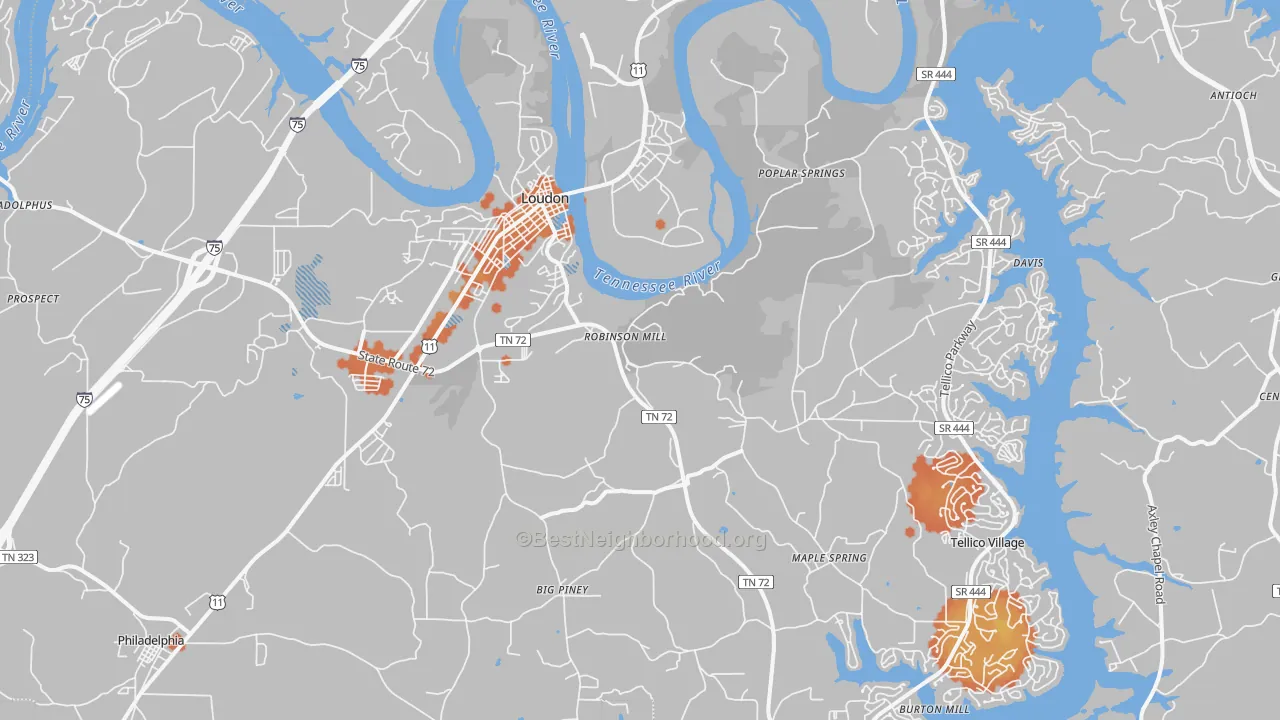 Bike Grade map of 37774, TN