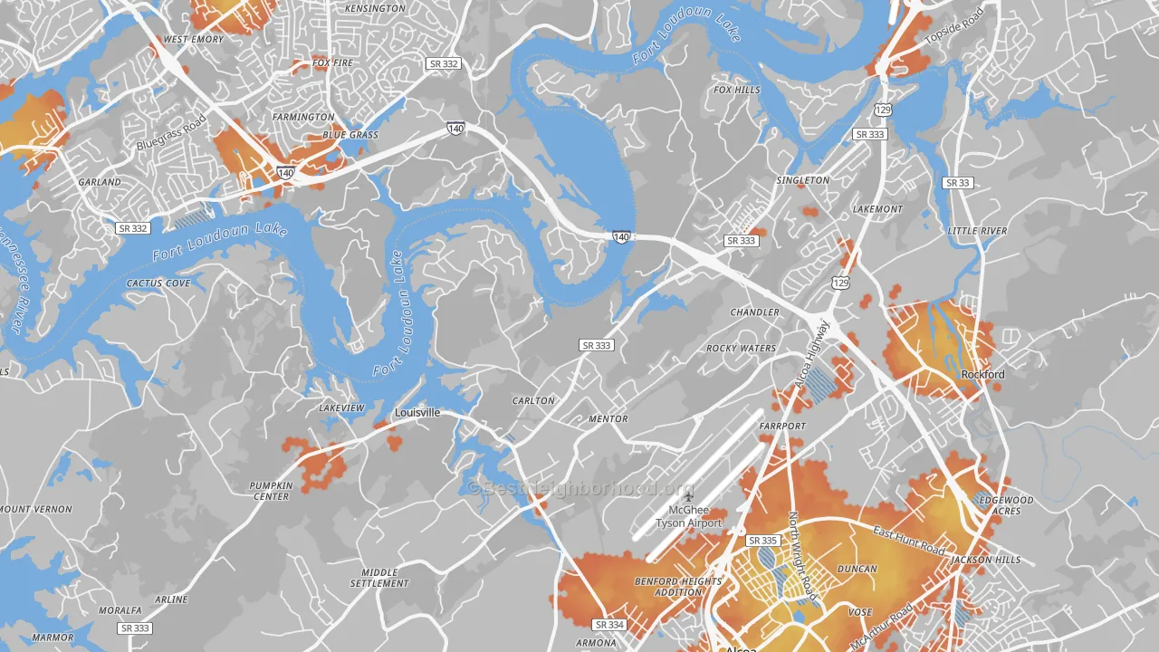 Bike Grade map of 37777, TN