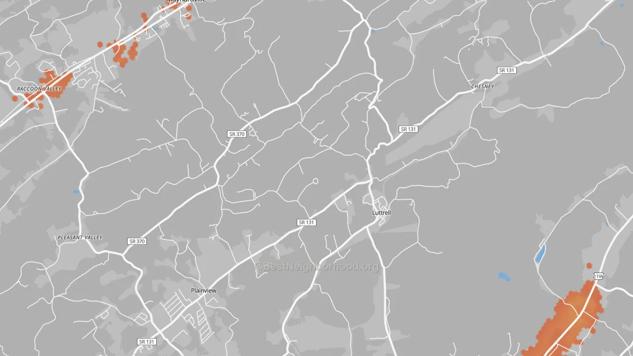 Bike Grade map of 37779, TN