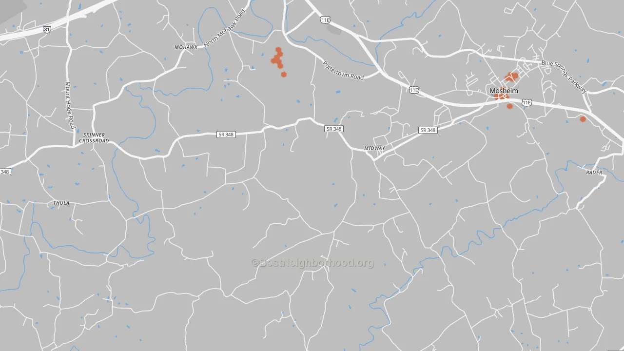 Bike Grade map of 37809, TN