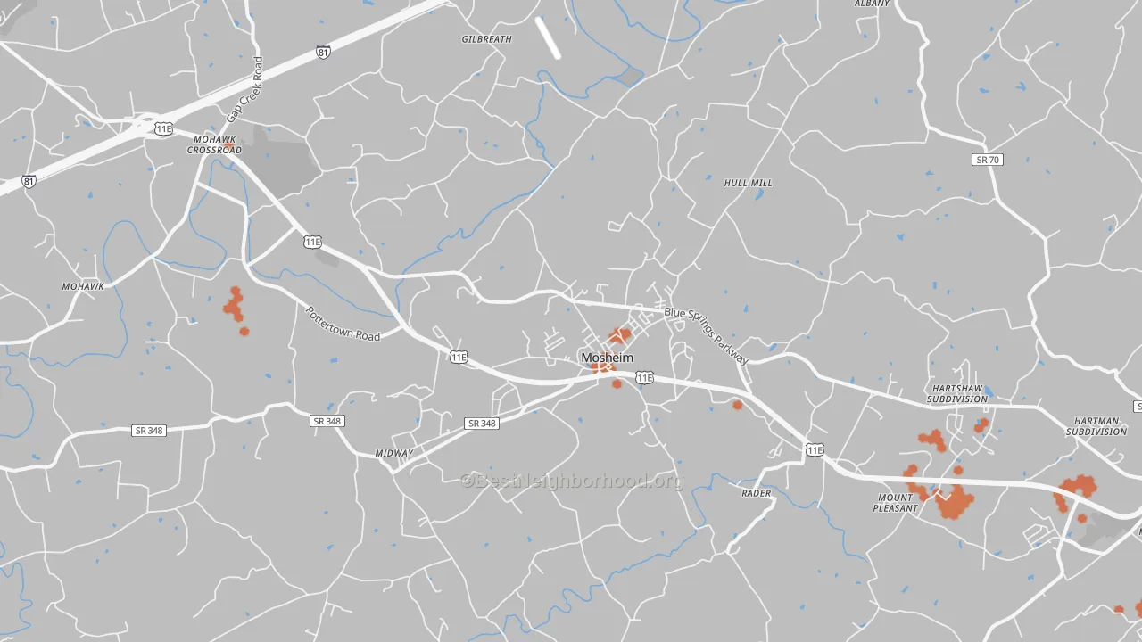 Bike Grade map of 37818, TN