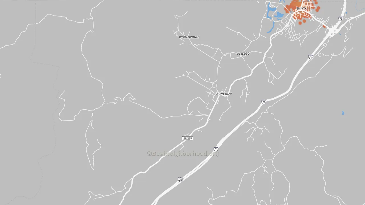 Bike Grade map of 37819, TN