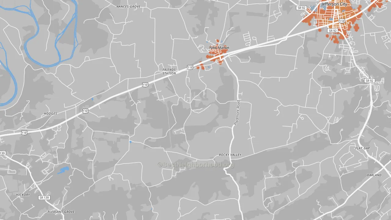 Bike Grade map of 37820, TN
