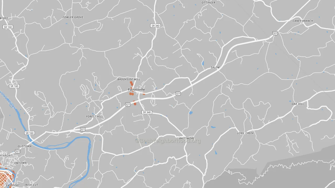 Bike Grade map of 37843, TN