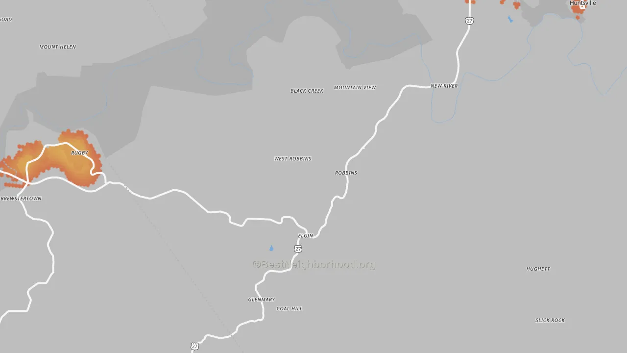 Bike Grade map of 37852, TN