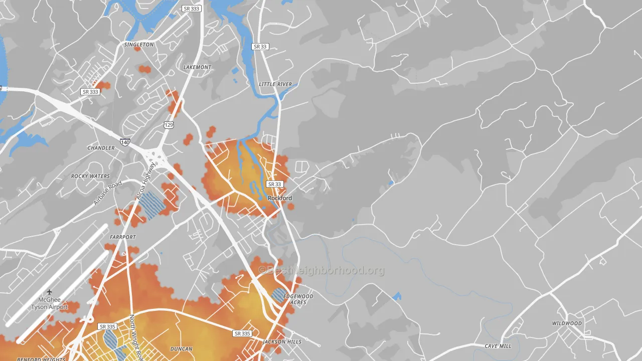 Bike Grade map of 37853, TN