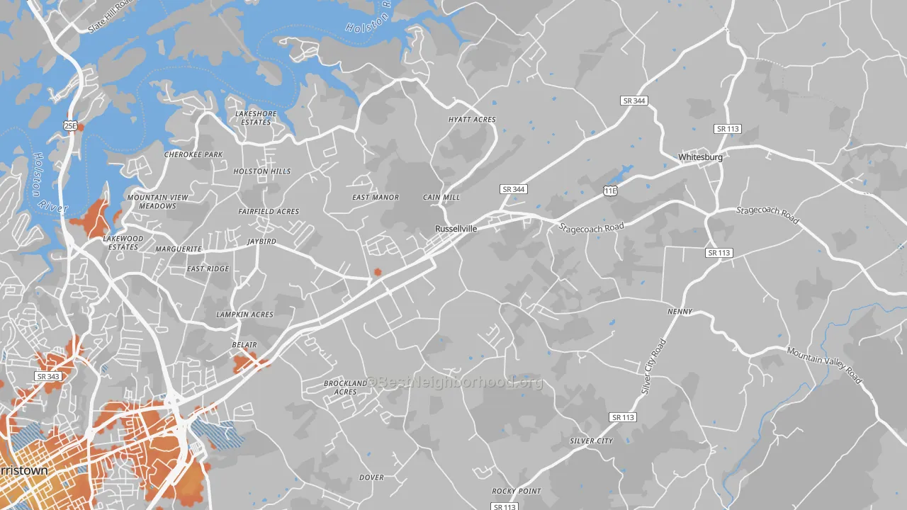 Bike Grade map of 37860, TN