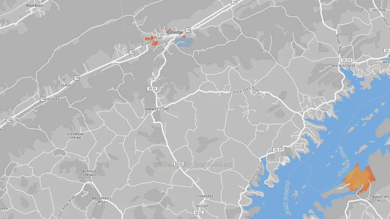 Bike Grade map of 37861, TN