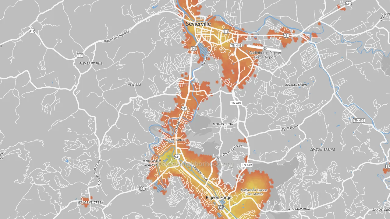 Bike Grade map of 37862, TN