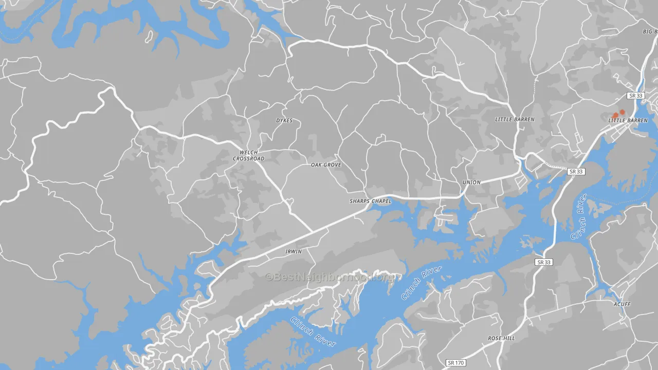 Bike Grade map of 37866, TN