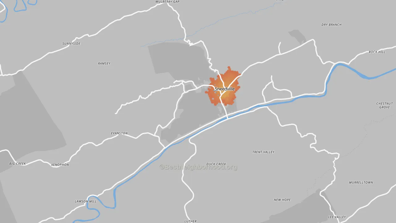 Bike Grade map of 37869, TN