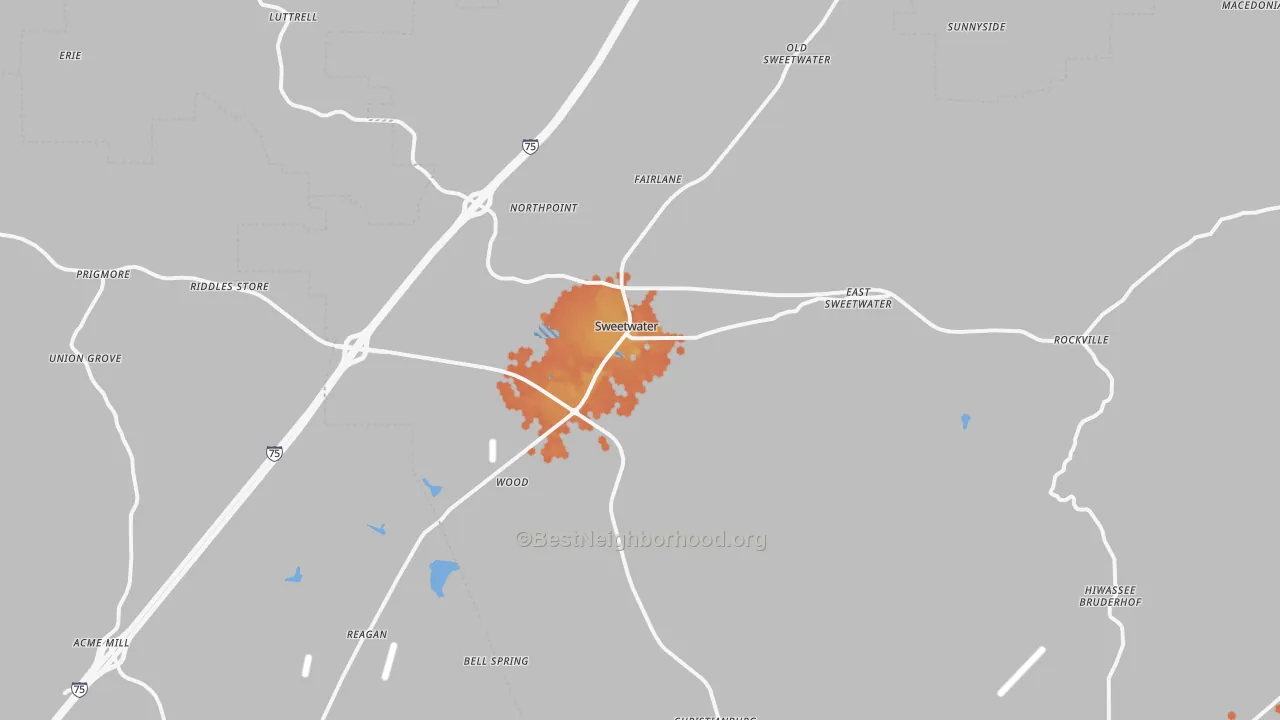 Bike Grade map of 37874, TN