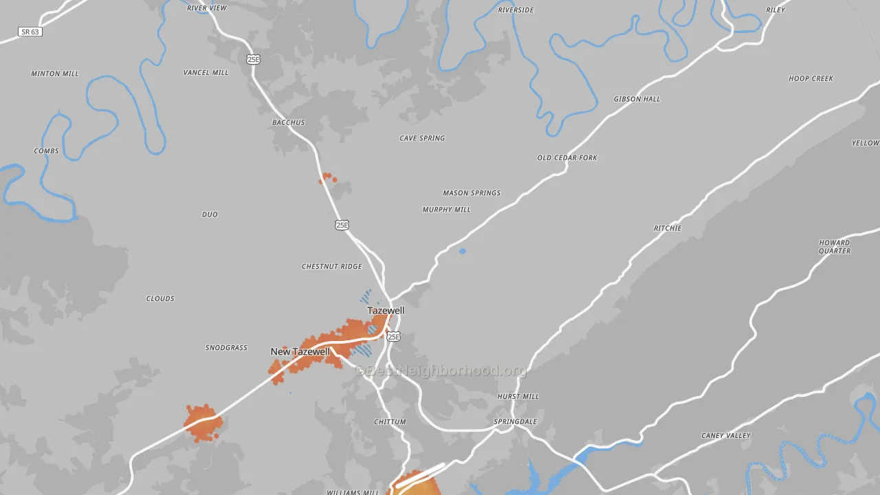 Bike Grade map of 37879, TN