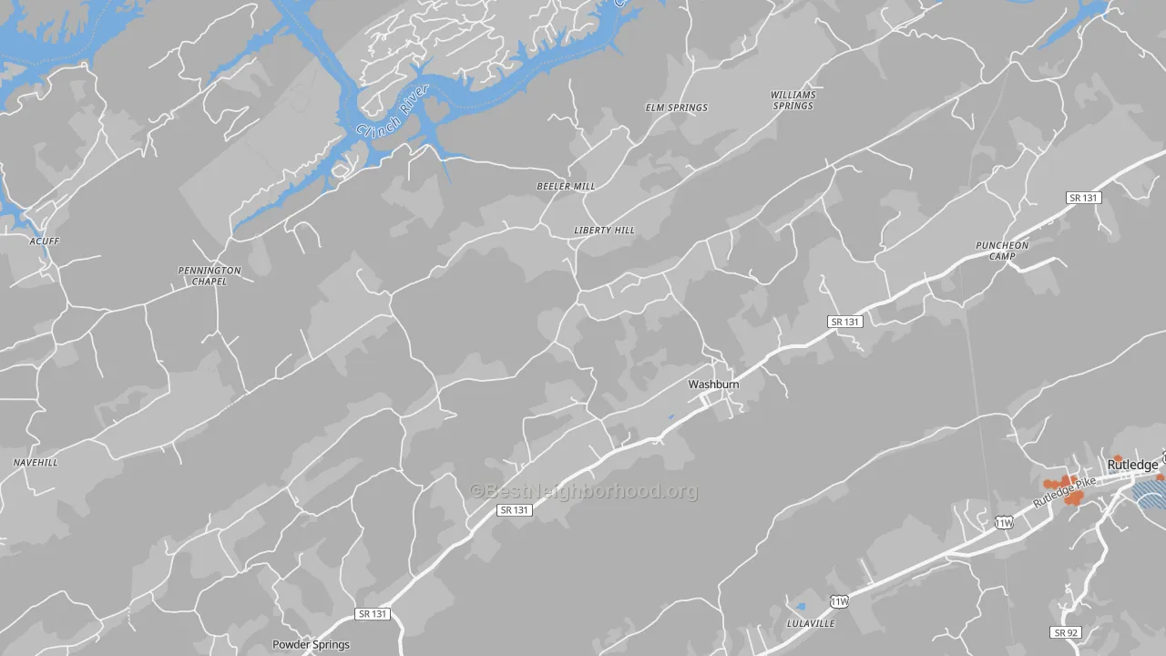 Bike Grade map of 37888, TN