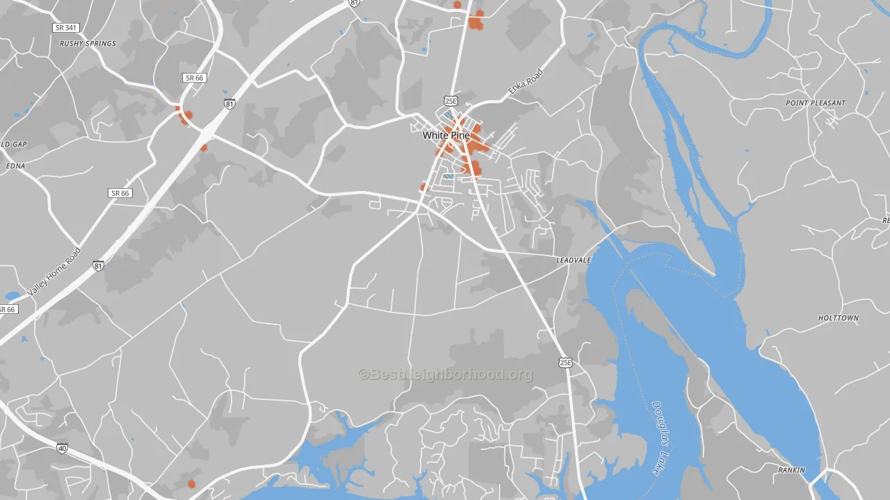 Bike Grade map of 37890, TN