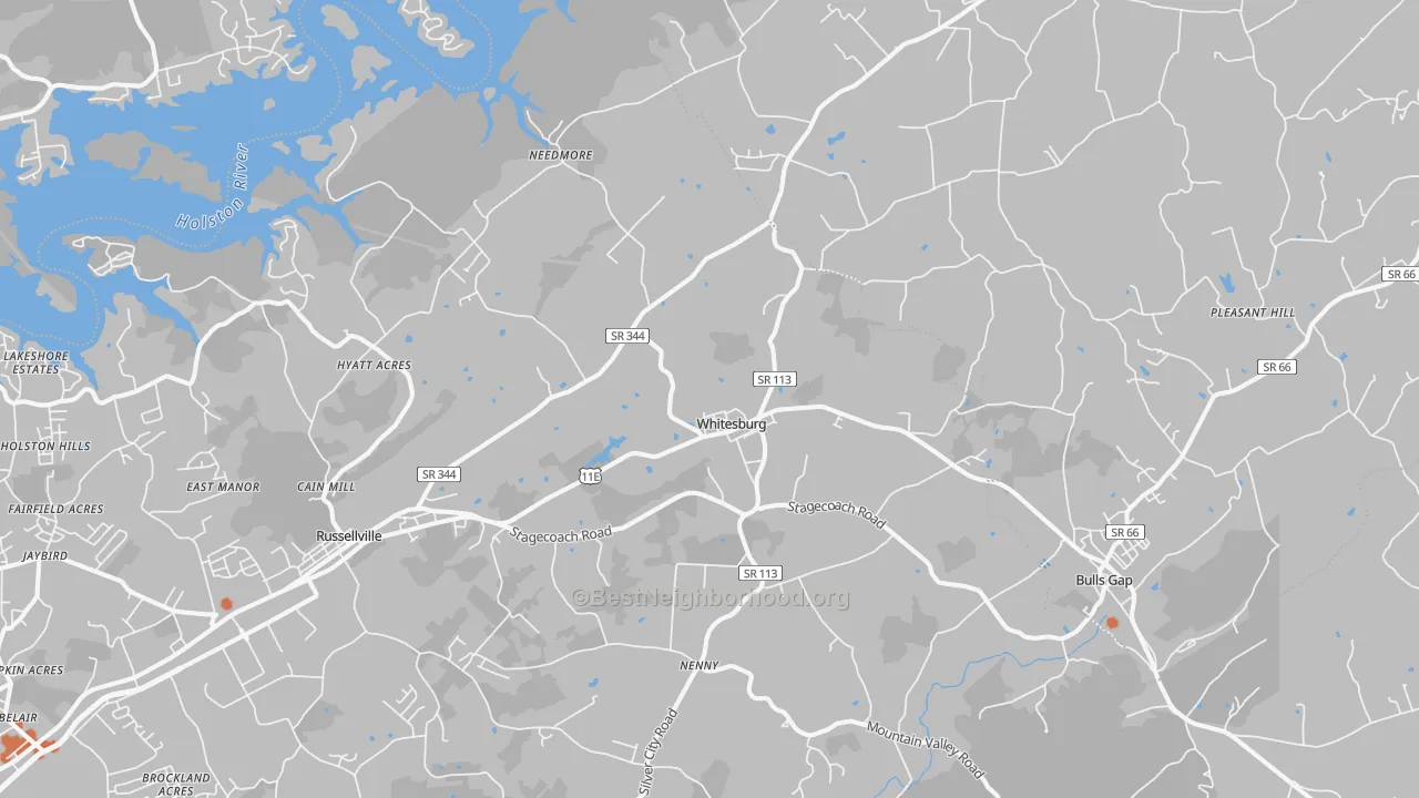 Bike Grade map of 37891, TN