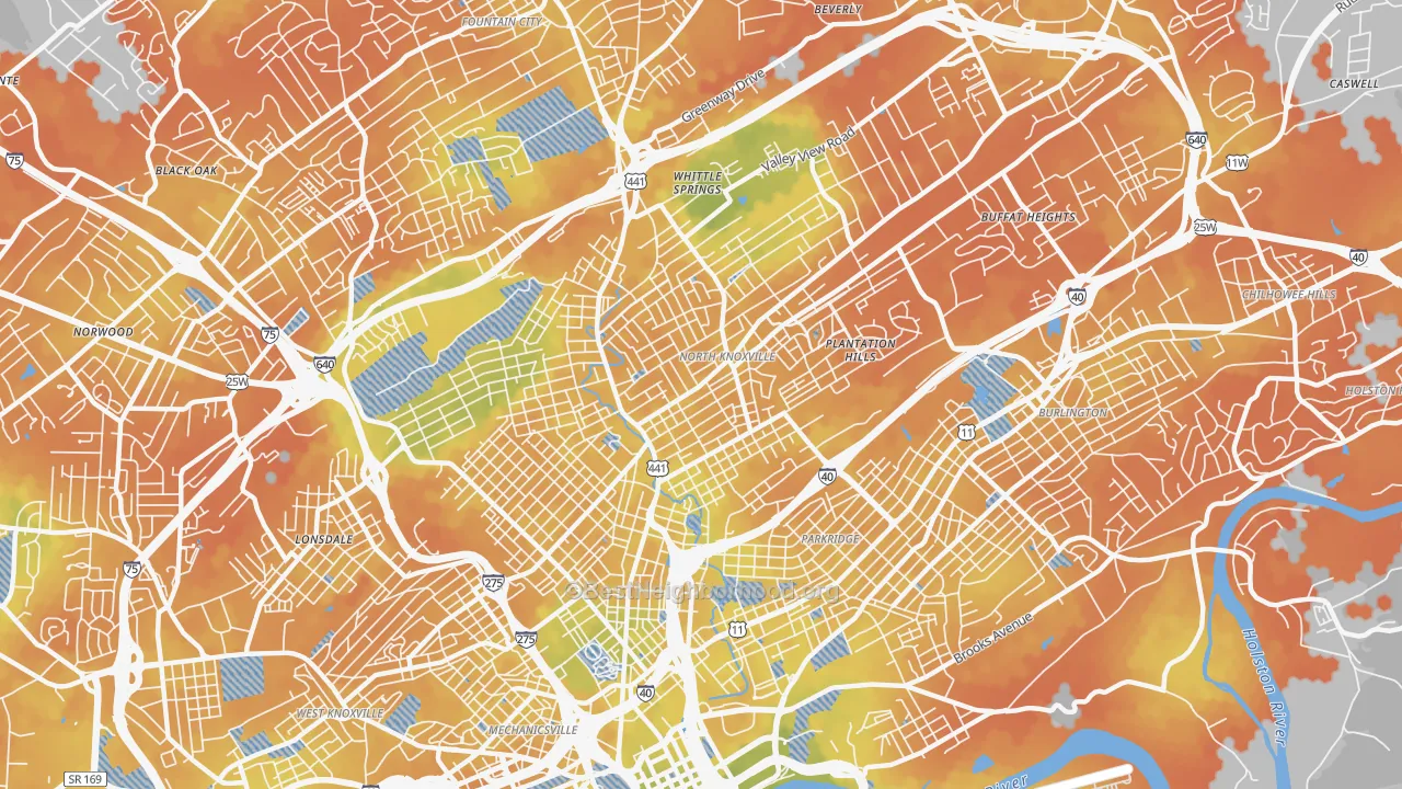 Bike Grade map of 37917, TN