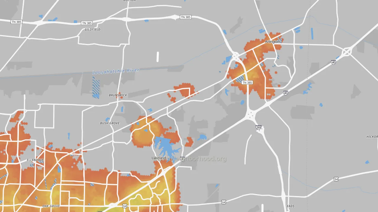 Bike Grade map of 38002, TN